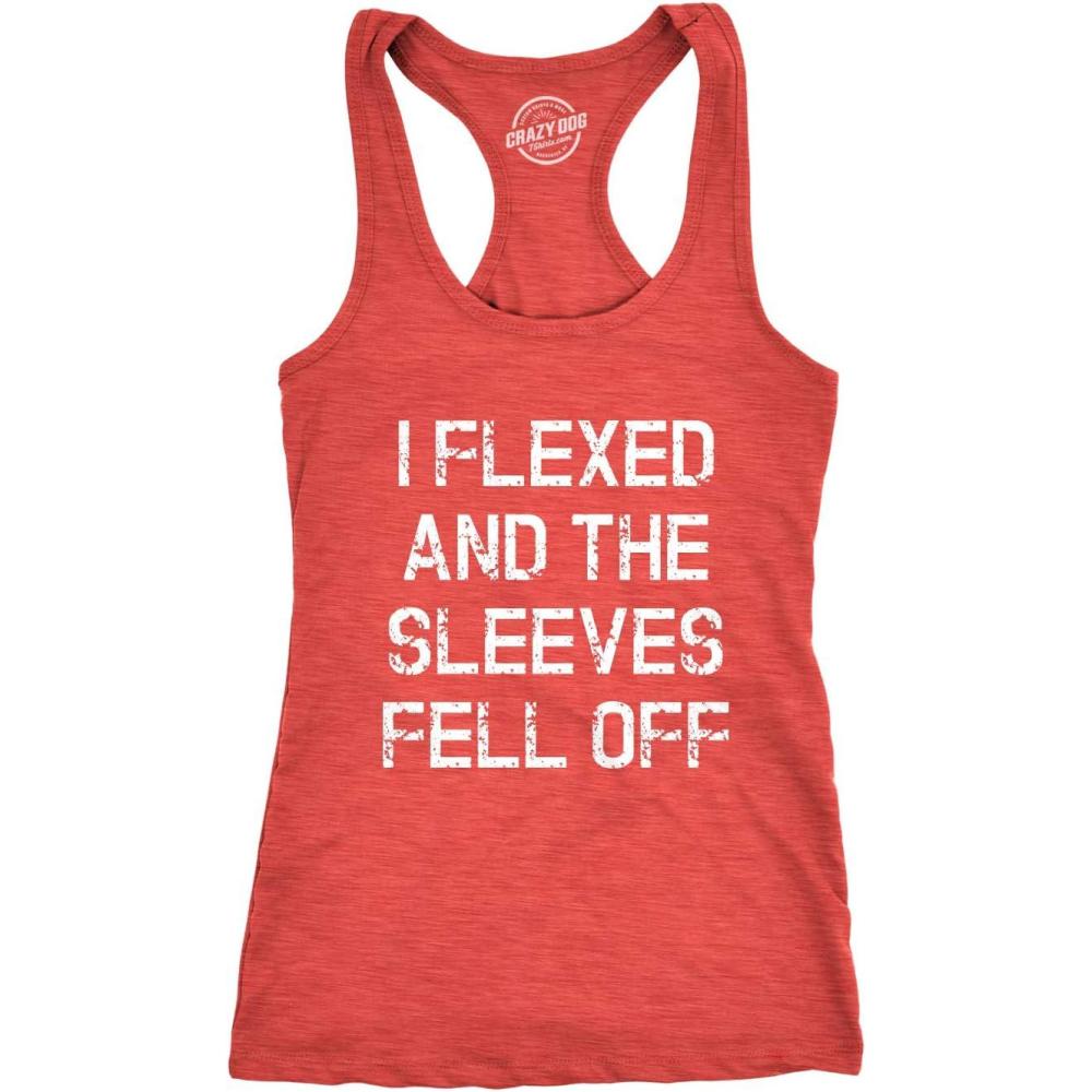 imageWomens I Flexed and The Sleeves Fell Off Tank Top Funny Sleeveless Workout TeeRed