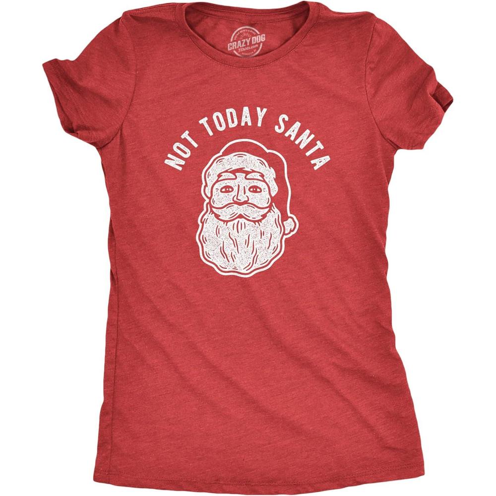 imageWomens Not Today Santa T Shirt Funny Christmas Party Holiday Graphic TeeHeather Red