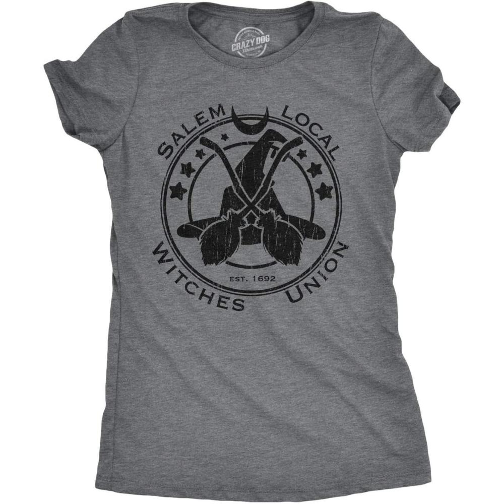 imageWomens Salem Local Witches Union T Shirt Funny Halloween Witch TeeDark Heather Grey