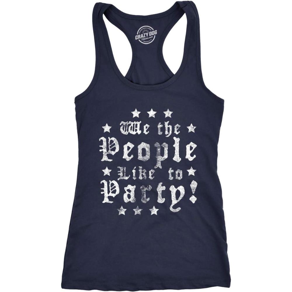 imageWomens Tank We The People Like to Party Tanktop Funny 4th of July Drinking Tee for LadiesNavy