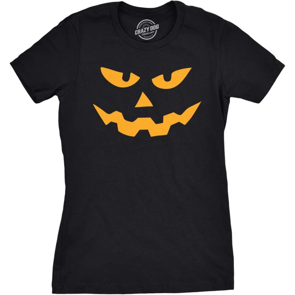 imageWomens Triangle Nose Pumpkin Face Funny Fall Halloween Spooky T ShirtBlack