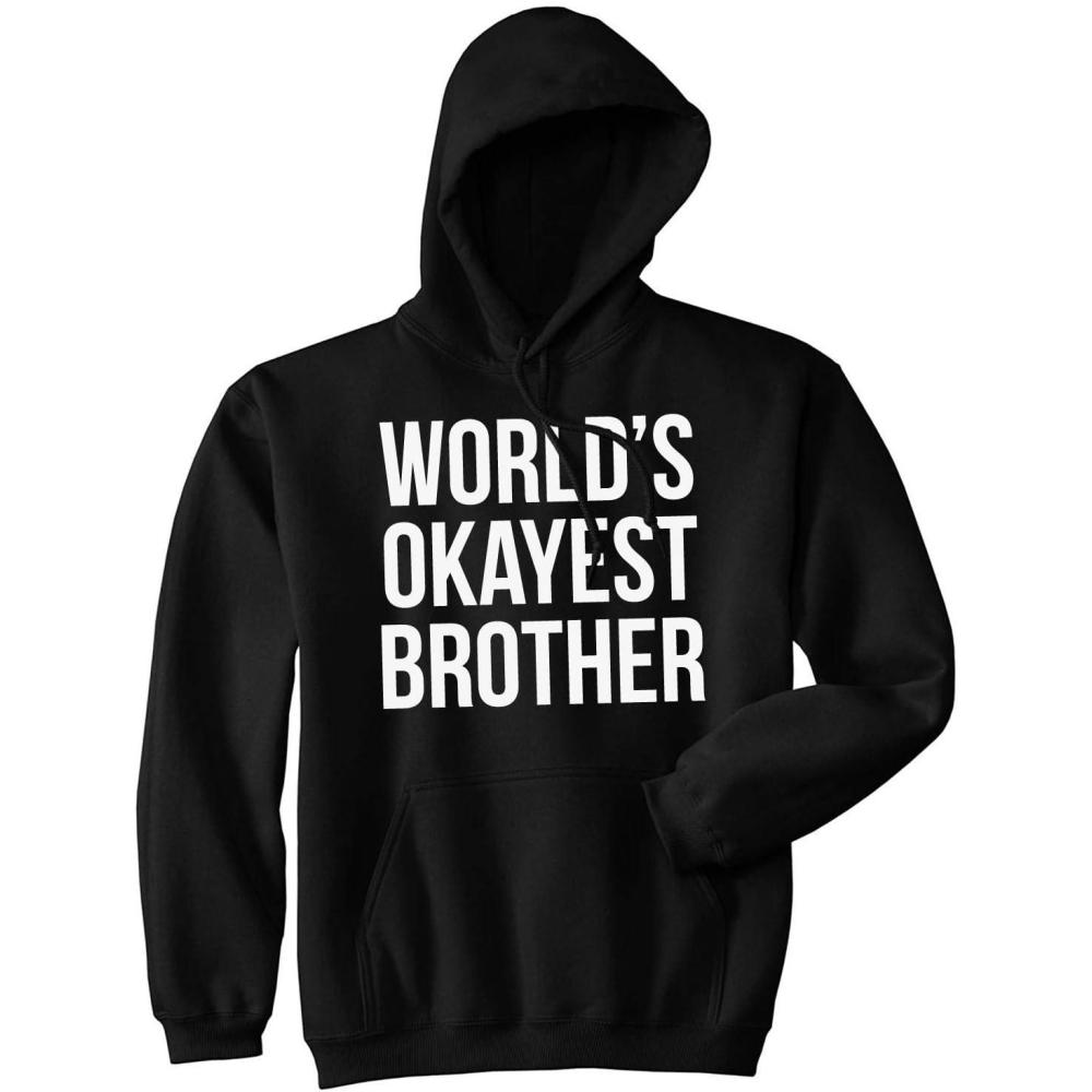 imageWorlds Okayest Brother Sweatshirt Funny Shirts Big Brother Sister Gift HoodieBlack