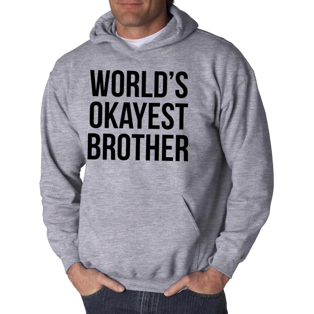 imageWorlds Okayest Brother Sweatshirt Funny Shirts Big Brother Sister Gift HoodieLight Heather Grey