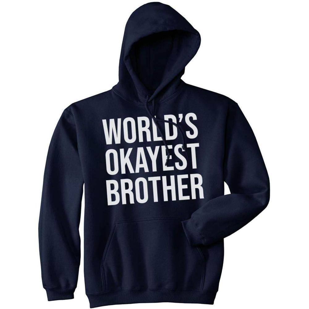 imageWorlds Okayest Brother Sweatshirt Funny Shirts Big Brother Sister Gift HoodieNavy
