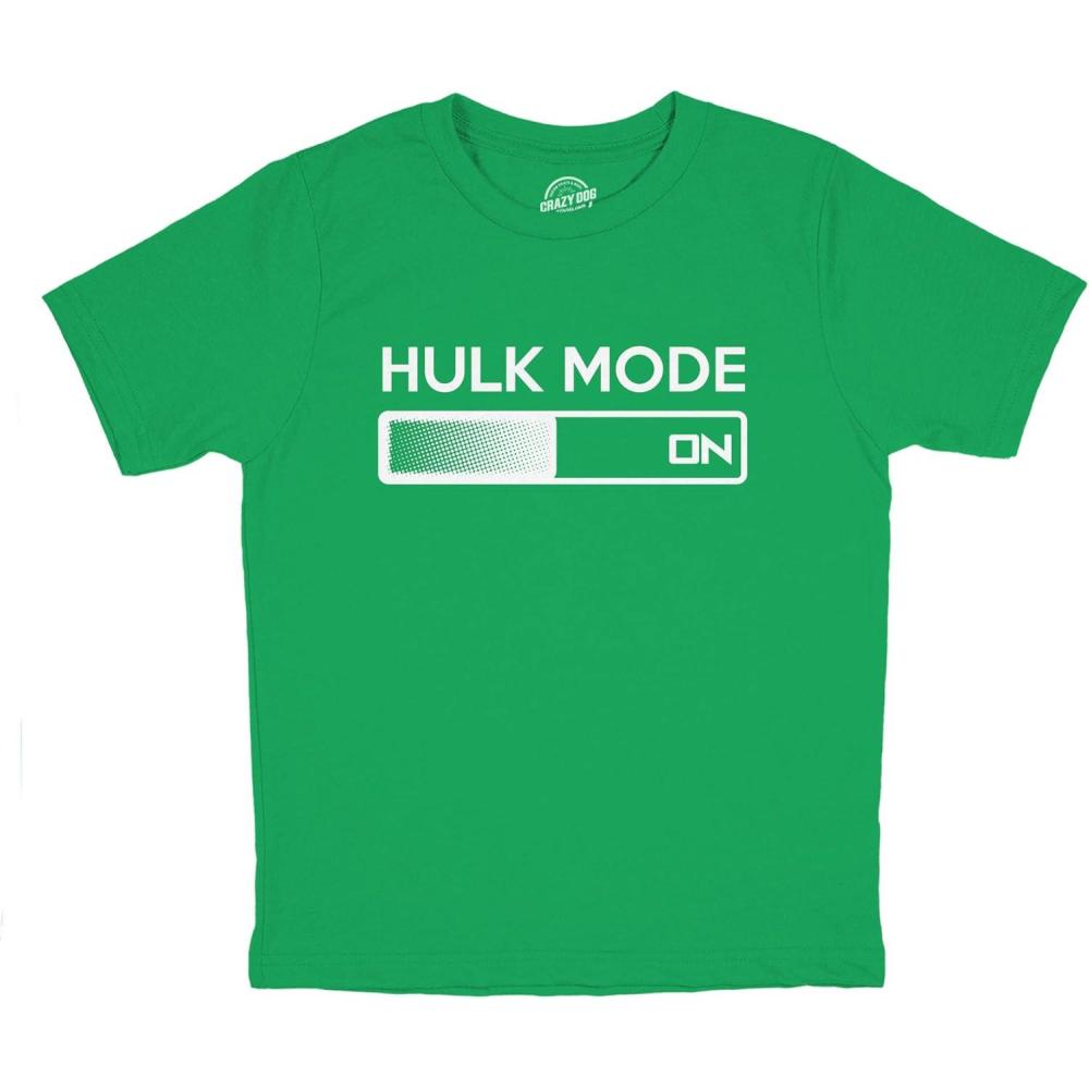 imageYouth Hulk Mode On T Shirt Funny Nerdy Tee Graphic Top for Kids HilariousGreen