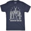 Abe Lincoln ‘Merica T Shirt Funny 4th of July USA Patriotic Graphic Novelty Tee(Heather Navy)