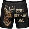 Crazy Dog T-Shirts Funny Fishing and Hunting Boxers for Men Sarcastic Deer Hunting and Fishing Joke Underwear for Guys(Bucking Dad)