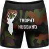 Crazy Dog T-Shirts Funny Fishing and Hunting Boxers for Men Sarcastic Deer Hunting and Fishing Joke Underwear for Guys(Trophy Husband)