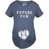 Crazy Dog T-Shirts Maternity Future Fan Baseball Heart Pregnancy T Shirt Cute Sports Tee(Heather Navy)