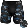 Crazy Dog T-Shirts Mens Sharks Da Dum Boxer Briefs Funny Shark Attack Graphic Novelty Underwear for Guys(Black)