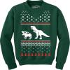 Crazy Dog T-Shirts T-Rex Attacking Moose Christmas Ugly Sweater Funny Holiday Hilarious Adult Humor(Forest Green)