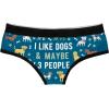 Crazy Dog T-Shirts Womens I Like Dogs and Maybe 3 People Panties Funny Bikini Brief Saying Graphic Underwear(Blue)