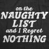 Crazy Dog Womens T Shirts Funny Sarcastic Humor Christmas Tees for Holiday Parties(Heather Black – Regret Nothing)