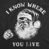Crazy Dog Womens T Shirts Funny Sarcastic Humor Christmas Tees for Holiday Parties(Heather Black – Santa Knows)