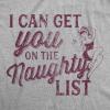 Crazy Dog Womens T Shirts Funny Sarcastic Humor Christmas Tees for Holiday Parties(Light Heather Grey – on the Naughty)