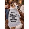 Funny Dog Shirt – I Just Want to Eat Treats and Cuddle My Human Graphic Tee – Soft Cotton T-Shirt for Small Medium Large XXL Dogs – Lightweight Pet Apparel for Summer Daily Wear Grey, M(Large)