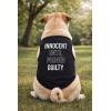 Funny Dog Shirt – Innocent Until Proven Guilty Graphic Tee – Lightweight Cotton Pet Apparel for Puppies – Sarcastic Dog Outfit Holiday or Everyday Wear Black, S(M)