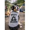 Funny Dog Shirt Happy Camper Print Outdoor Pet Tee – Soft Cotton Lightweight Small Medium Large XXL Breeds T-Shirt for Dogs Hiking Camping Summer Travel Grey, XL(XX-Large)