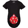 Funny Maternity Christmas Shirts for The Holidays Cute Tees to Celebrate Bumps First Christmas(Heather Black – Ornament Burst)