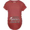 Funny Maternity Christmas Shirts for The Holidays Cute Tees to Celebrate Bumps First Christmas(Heather Red – Santa Bringing Me)