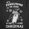 Funny Womens Christmas Shirts Wholesome Shirts for Happy Holiday Tees for Ladies(Heather Black – Penguining Christmas)