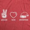 Funny Womens Christmas Shirts Wholesome Shirts for Happy Holiday Tees for Ladies(Heather Red – Peace Love Christmas)
