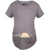 Maternity Baby Peeking T Shirt Funny Pregnancy Tee for Expecting Mothers(Dark Heather Grey)