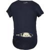 Maternity Baby Peeking T Shirt Funny Pregnancy Tee for Expecting Mothers(Heather Navy)