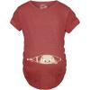 Maternity Baby Peeking T Shirt Funny Pregnancy Tee for Expecting Mothers(Heather Red)