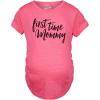 Maternity First Time Mommy Pregnancy T Shirt Cute Belly Bump Tee Mother to Be(Heather Pink)