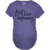 Maternity First Time Mommy Pregnancy T Shirt Cute Belly Bump Tee Mother to Be(Heather Purple)
