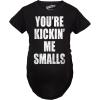 Maternity Kicking Me Smalls Funny T Shirt Pregnancy Announcement Novelty Tee(Black)