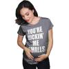 Maternity Kicking Me Smalls Funny T Shirt Pregnancy Announcement Novelty Tee(Dark Heather Grey)