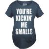 Maternity Kicking Me Smalls Funny T Shirt Pregnancy Announcement Novelty Tee(Heather Navy)