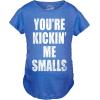Maternity Kicking Me Smalls Funny T Shirt Pregnancy Announcement Novelty Tee(Heather Royal)