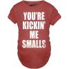 Maternity Kicking Me Smalls Funny T Shirt Pregnancy Announcement Novelty Tee(Red)