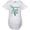 Maternity Mommys Lucky Charm T Shirt Irish Saint Patricks Pregnancy Pregnant Funny Graphic Maternity Tee Saint Patrick’s Day Maternity T Shirt Funny White L