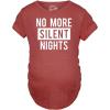 Maternity No More Silent Nights Funny Christmas Pregnancy Announcement T Shirt(Red)