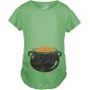 Maternity Pot of Gold Baby Bump Funny Saint Patricks Day Announcement T Shirt(Green)