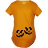 Maternity Twin Pumpkin Faces T Shirt Cute Halloween Jack-O-Lantern Pregnancy Tee(Orange)