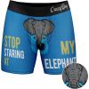 Mens Animal Boxers Funny Cat Dog Fish and More Novelty Underwear with Animals Funny Animal Underwear(Staring Elephant)
