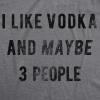 Mens Camping T Shirts Funny Camp Tees for Guys Cool Shirts for Outdoor Camping(Dark Heather Grey – Vodka and 3 People)