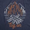Mens Camping T Shirts Funny Camp Tees for Guys Cool Shirts for Outdoor Camping(Heather Navy – Log on)