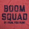 Womens Boom Squad T Shirt Funny Sarcastic Fourth of July Fireworks Tee for Ladies(Heather Red)