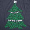 Womens Dog Paw Christmas Tree T Shirt Cute Xmas Gift Holiday Puppy Lover Tee(Heather Navy)