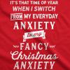 Womens Fancy Christmas Anxiety T Shirt Funny Holiday Season Tee for Ladies(Red)