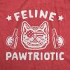Womens Feline Pawtriotic T Shirt Funny Pet Cat 4th of July Graphic Novelty Tee(Heather Red)