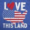 Womens Love This Land T Shirt Awesome Fourth of July Party Patriotic United States Flag Graphic Tee for Ladies(Heather Royal)