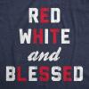 Womens Red White and Blessed T Shirt Funny Fourth of July Party Text Tee for Ladies(Heather Navy)