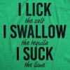Womens Tacos Shirts Funny Mexican Tees with Tacos and Cervezas Cool Vintage Graphic Tees with Cute Sayings(Heather Green – Lick Swallow)